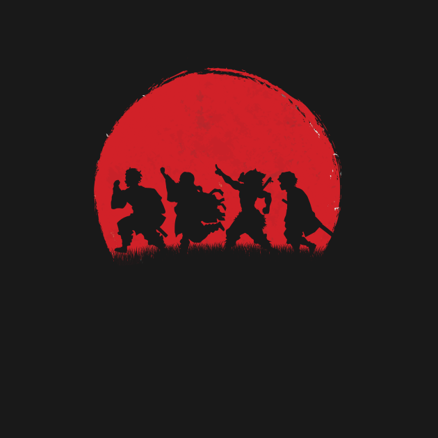 Demon Slayer Anime Japanese Movie Walking Under Moon T-Shirt Demon Slayer Anime Japanese Movie Walking Under Moon T-Shirt