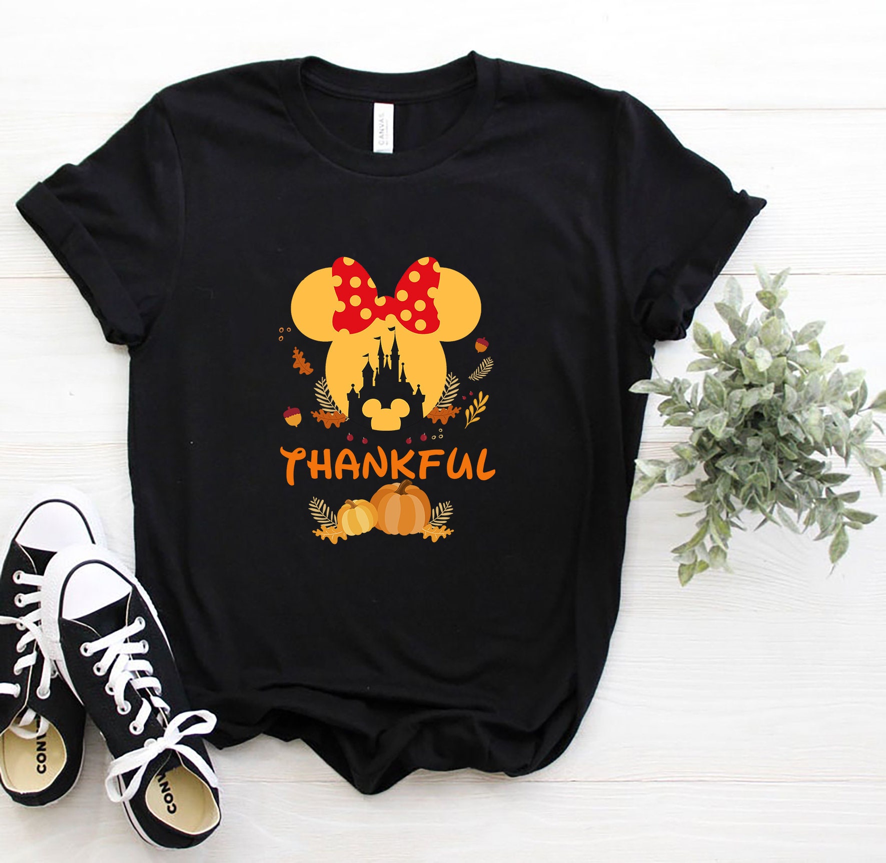 Disney Thanksgiving Minnie Head With Black Castle Pumpkin Shirt Disney Thanksgiving Minnie Head With Black Castle Pumpkin Shirt