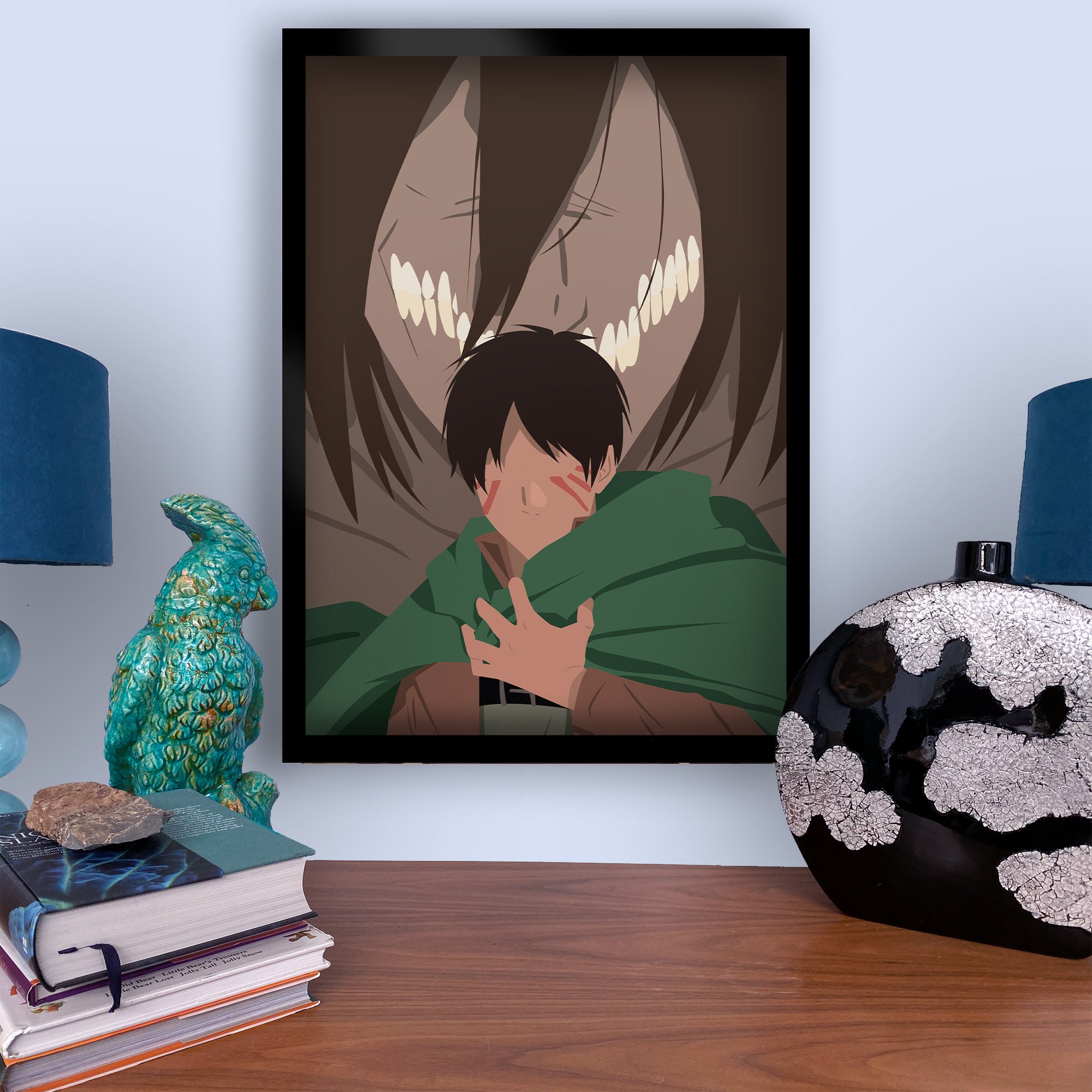 Eren Jager Attack On Titan Minimalist Anime Movie Modern Art Print Poster Eren Jager Attack On Titan Minimalist Anime Movie Modern Art Print Poster