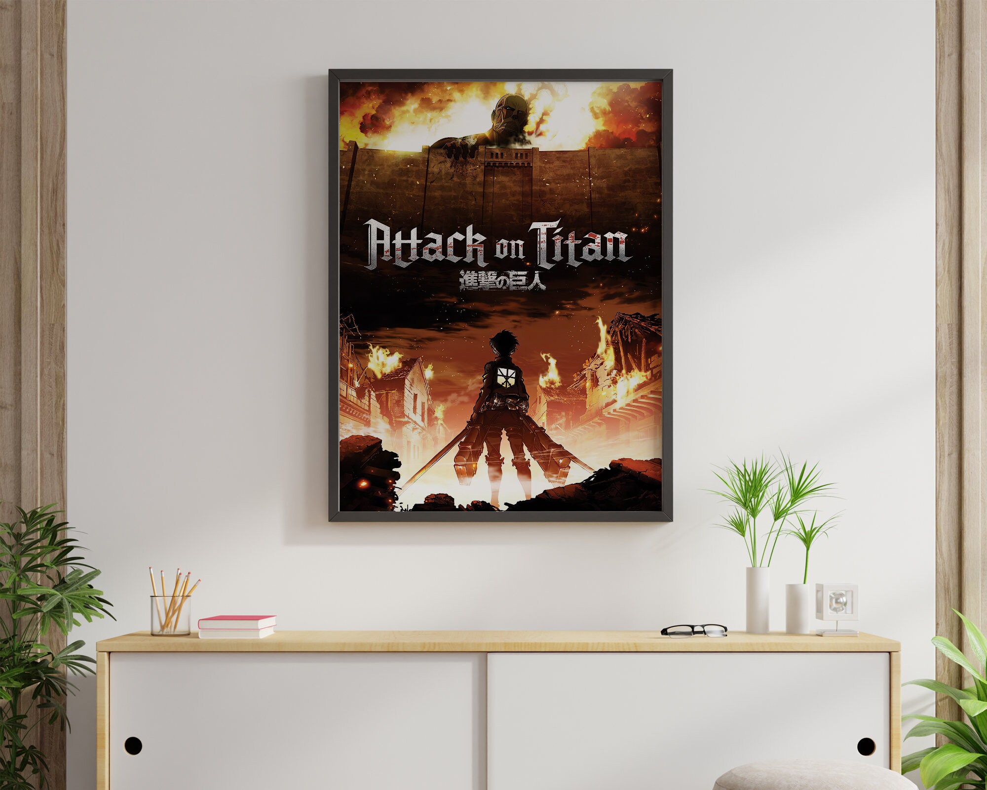 Attack On Titan Fire Wall Anime Movie Poster Attack On Titan Fire Wall Anime Movie Poster