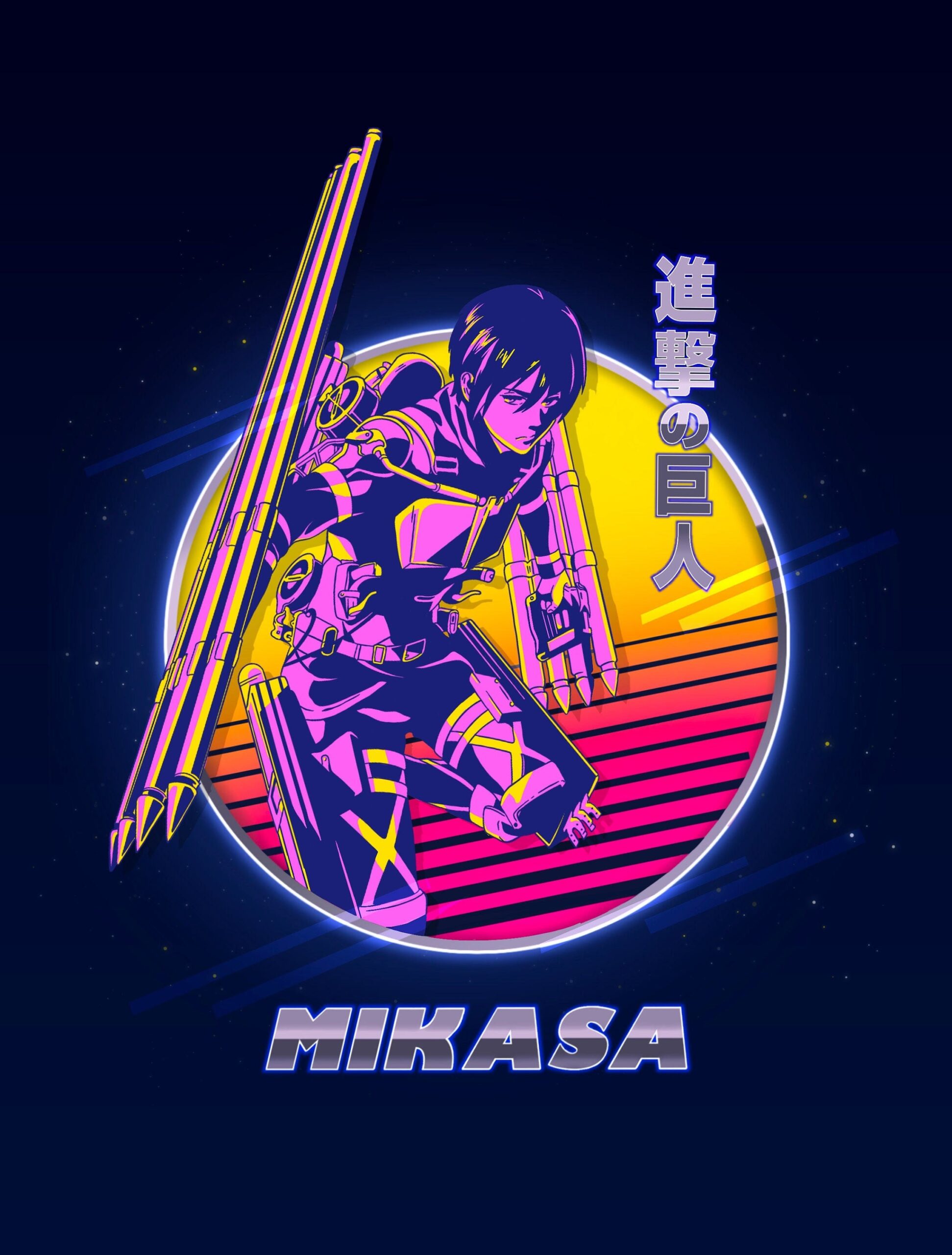 Retro 80's Mikasa Ackerman Art Anime Attack On Titan Vintage Wall Poster Retro 80's Mikasa Ackerman Art Anime Attack On Titan Vintage Wall Poster