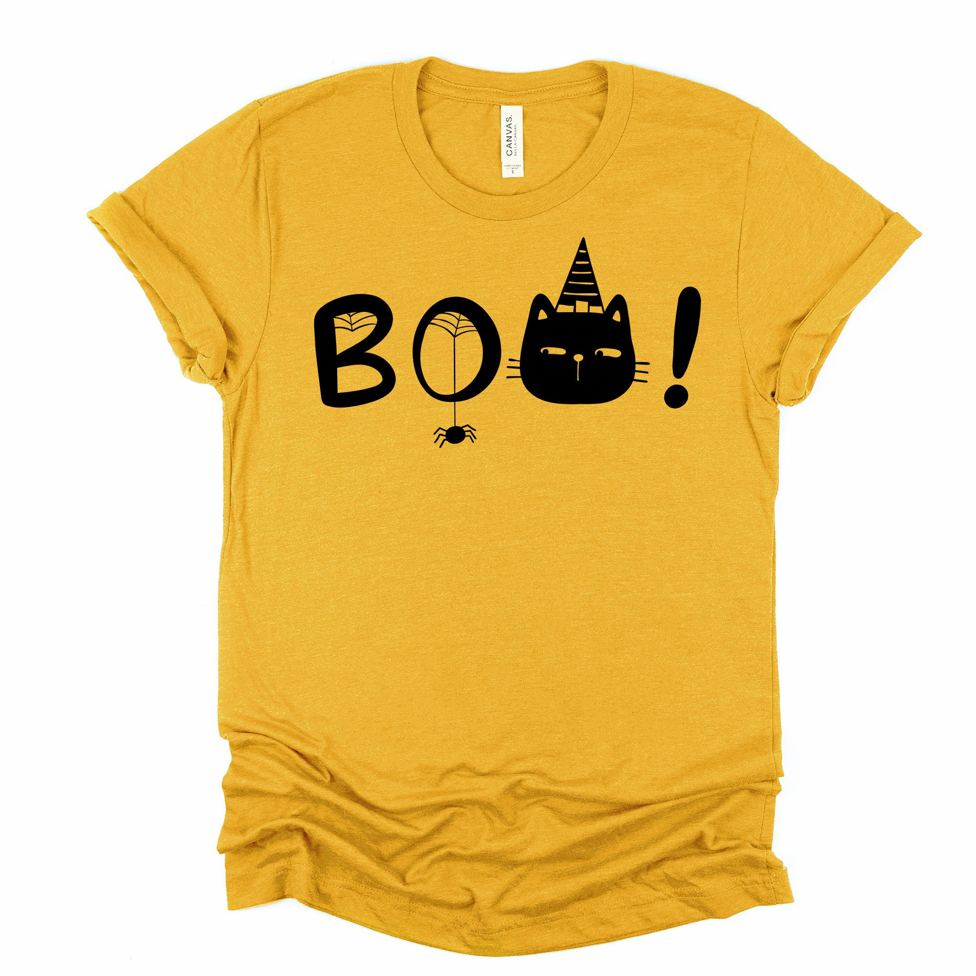 Halloween Shirt Super Cute BOO Art With Black Cat And Spiders Oversized Tshirt Comfort Colors Women Halloween Shirt Super Cute BOO Art With Black Cat And Spiders Oversized Tshirt Comfort Colors Women
