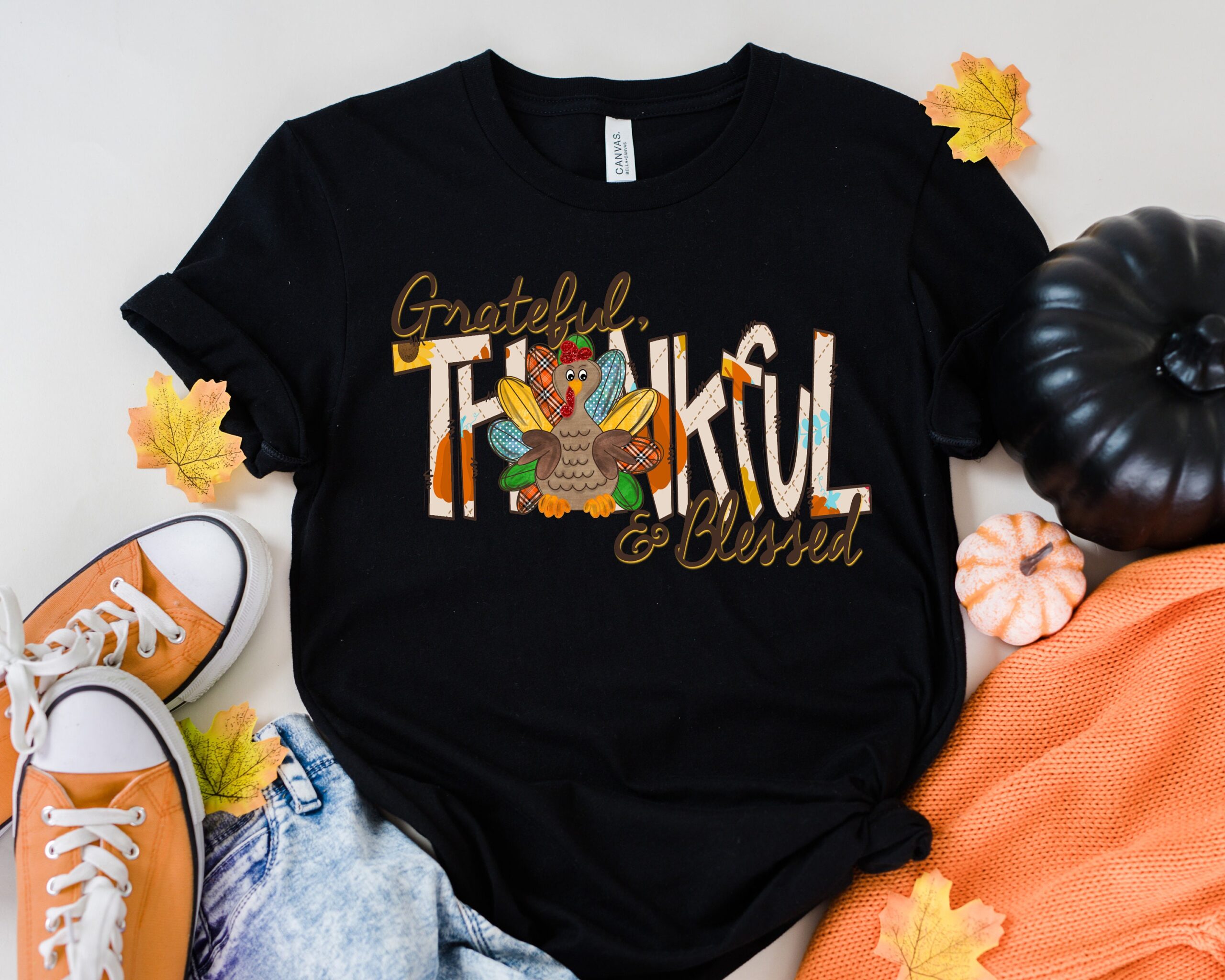 Thankful Grateful Blessed With Turkey Thanksgiving T-Shirt Thankful Grateful Blessed With Turkey Thanksgiving T-Shirt