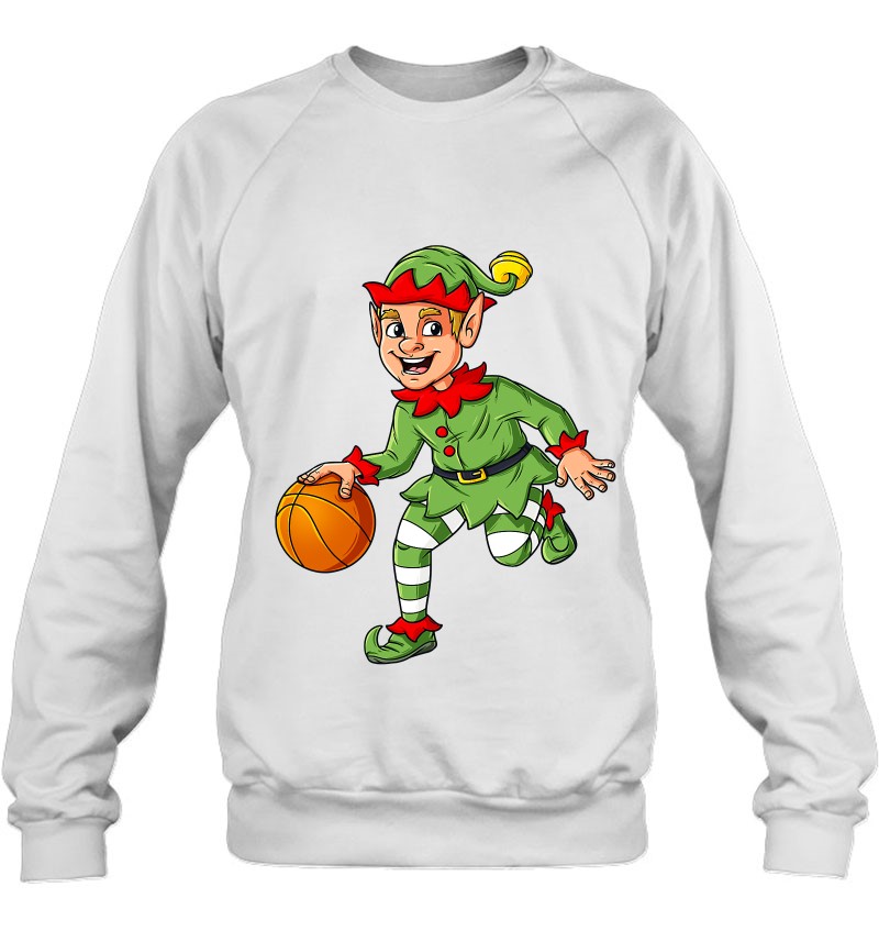 Christmas Elf Dribbling A Basketball Funny Sweatshirt Boys Kids Xmas Christmas Elf Dribbling A Basketball Funny Sweatshirt Boys Kids Xmas
