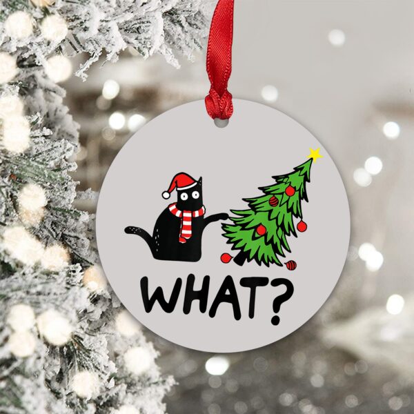 Christmas Tree Black Cat WHAT? Naughty Funny Love Xmas Ornament