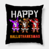 Happy Hallothanksmas Halloween Thanksgiving Christmas Pillow