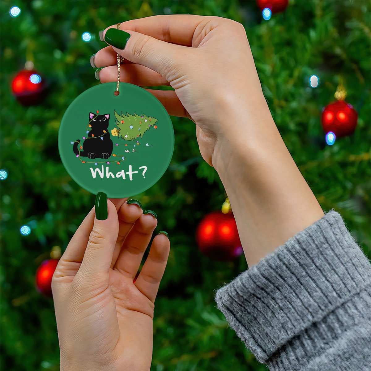 Black Cat Took Down The Christmas Tree Ornament Funny Lovers Gift Black Cat Took Down The Christmas Tree Ornament Funny Lovers Gift