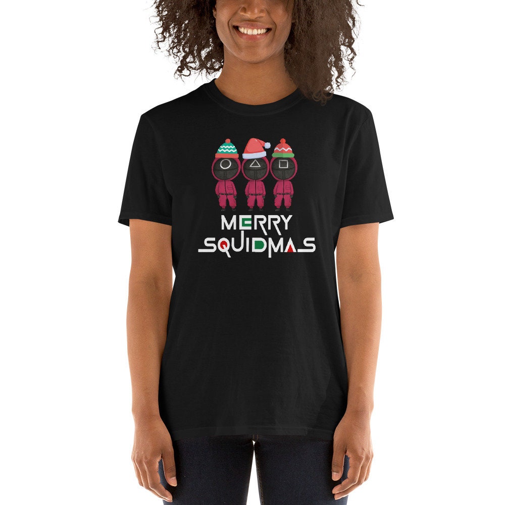 Merry Squidmas Circle Triangle Square Squid Game Inspired Christmas Tshirt Merry Squidmas Circle Triangle Square Squid Game Inspired Christmas Tshirt
