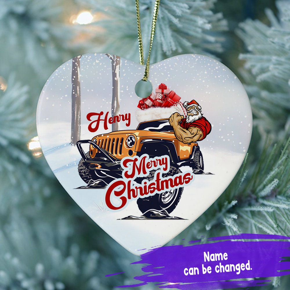Santa Jeep Frame Ornament Christmas Gift Santa Jeep Frame Ornament Christmas Gift