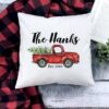 Vintage Truck With Tree Family Name Personalized Christmas Pillow