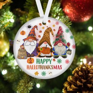 2021 Christmas Gnomes Ornament Happy HALLOTHANKSMAS