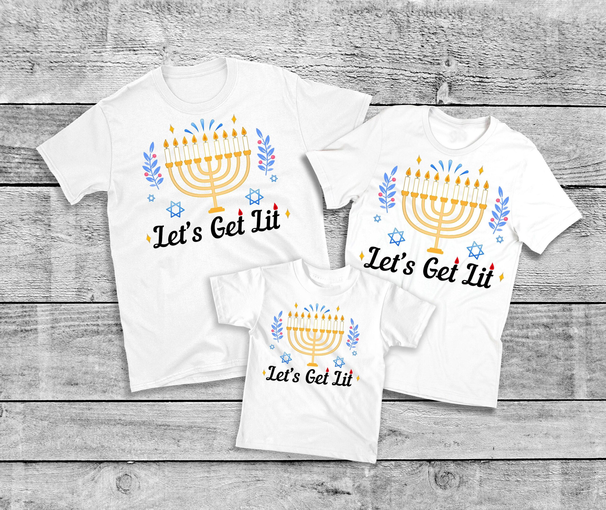 Lets Get Lit Shirt Happy Hanukkah 