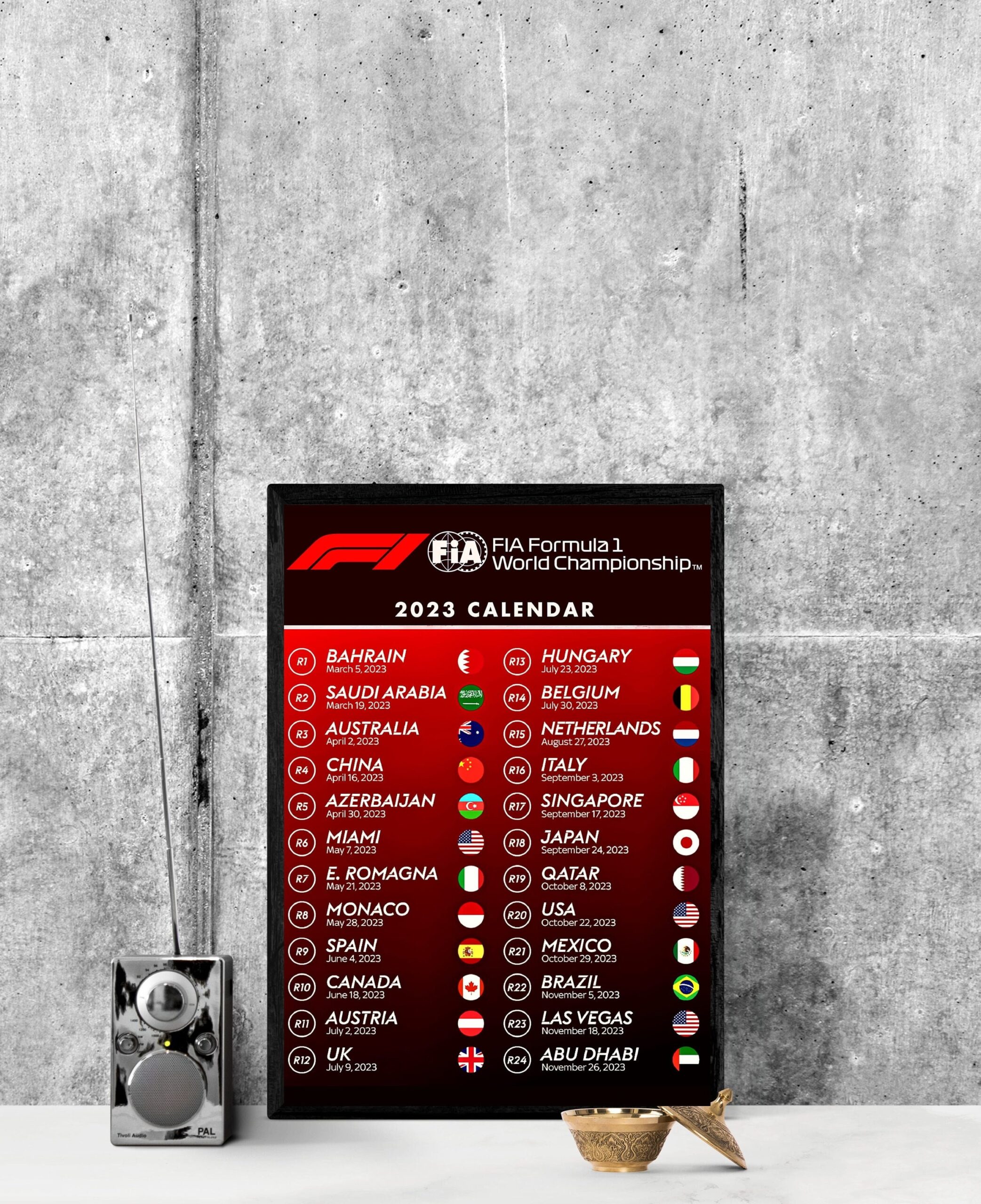 F1 2023 Season Wall Calendar Poster Print New Schedule Art Fan Gift F1 2023 Season Wall Calendar Poster Print New Schedule Art Fan Gift