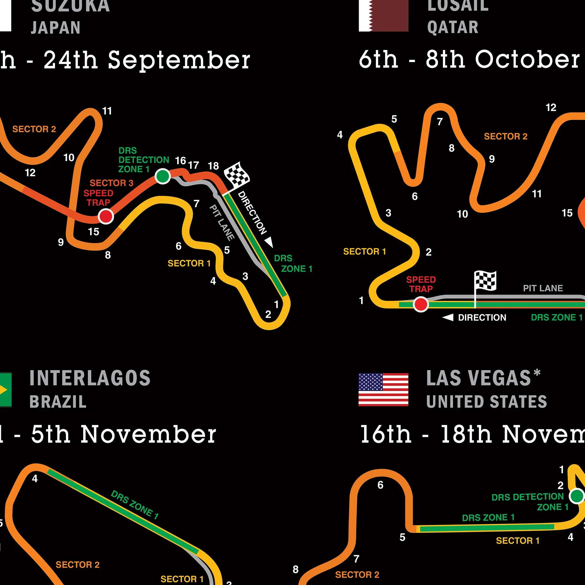 Formula 1 2023 Season Info Calendar Poster Formula 1 2023 Season Info Calendar Poster