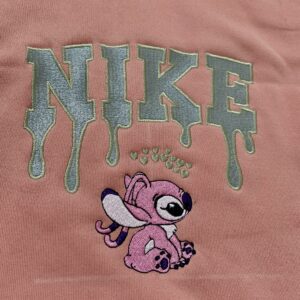 Embroidered Nike Stitch and Angel Shirt, Custom Name Initial Heart Couple Sweatshirts