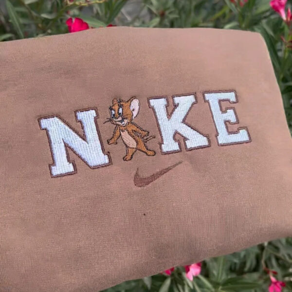 Tom And Jerry Nike Couple Embroidered Shirt